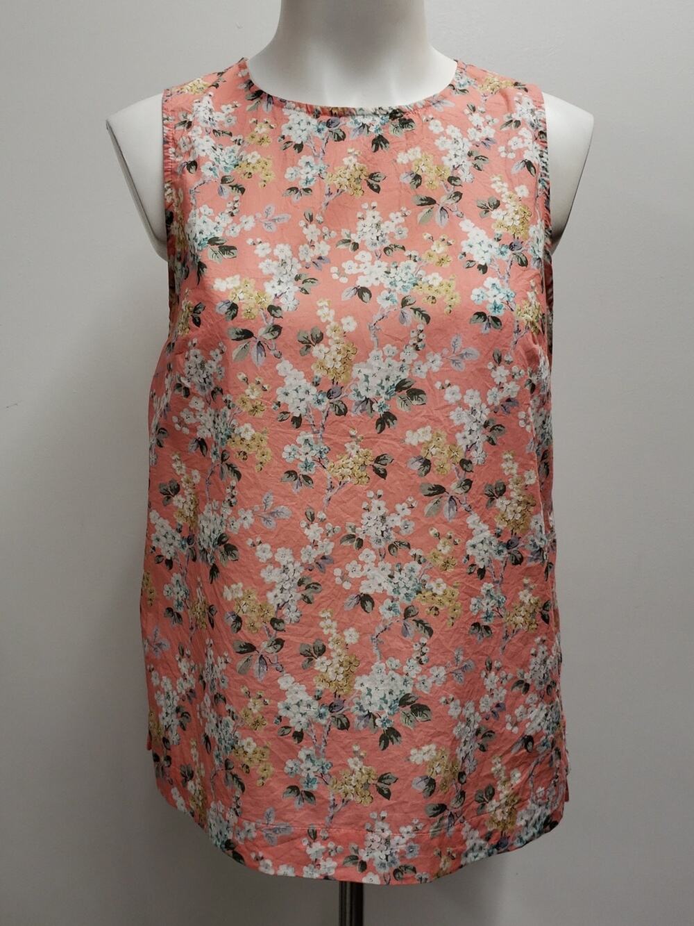 J. Crew Liberty Fabric Sleeveless Coral Floral Shell Top Womens Size 6
